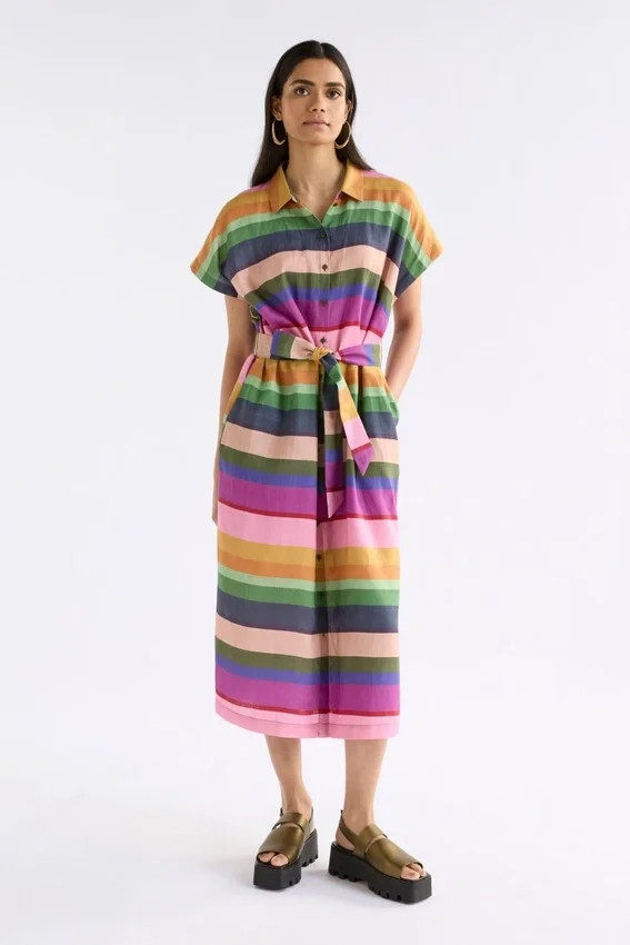 Tilko Linen Shirt Dress Lysbro Print Tilko Linen Shirt Dress Lysbro Print