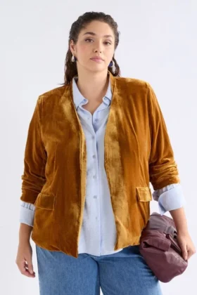 Velvet Soft Blazer Jacket Golden