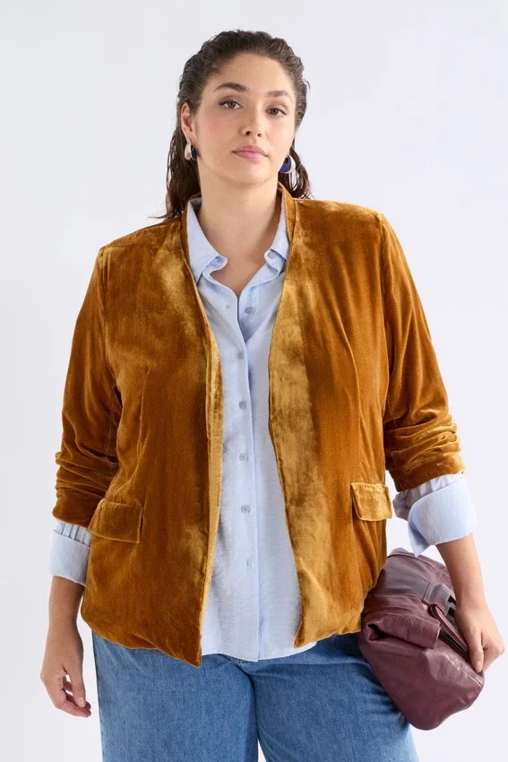 Velvet Soft Blazer Jacket Golden Velvet Soft Blazer Jacket Golden